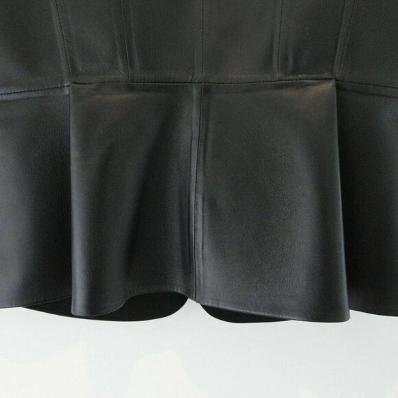 NWT OSCAR DE LA RENTA Black Leather & Boucle Twill Tweed Zip Front Jacket 8 - Picture 8 of 8